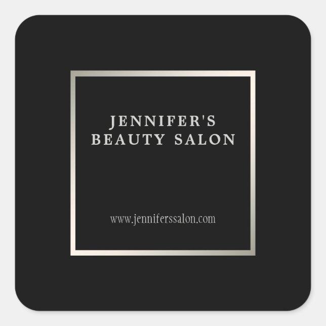 Adesivo Quadrado Profissional moderno de promocional negro de prata (Frente)