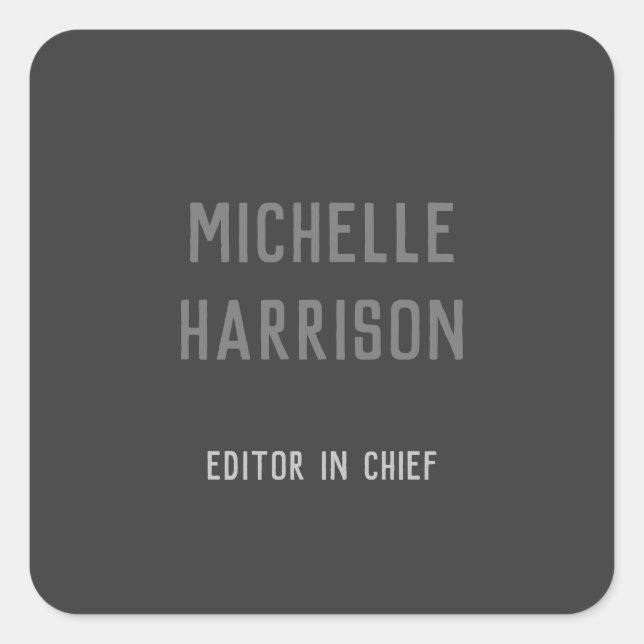 Adesivo Quadrado Profissional Moderno Simples Elegante Preto Cinza (Frente)