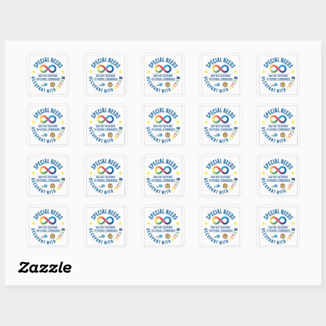 Adesivo Quadrado Programa Decal Autism | Programa Decenal Autismo (Folha)