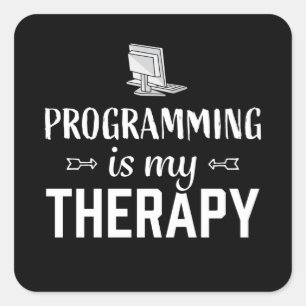 Adesivo Quadrado Programação é minha terapia - Programador