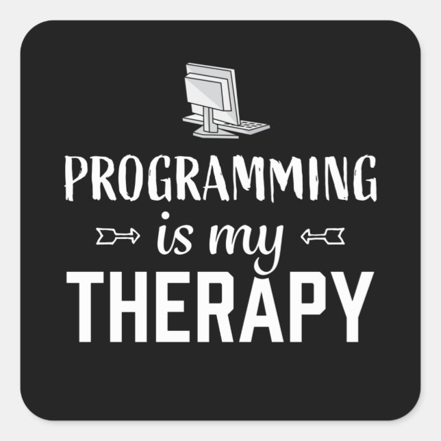 Adesivo Quadrado Programação é minha terapia - Programador (Frente)