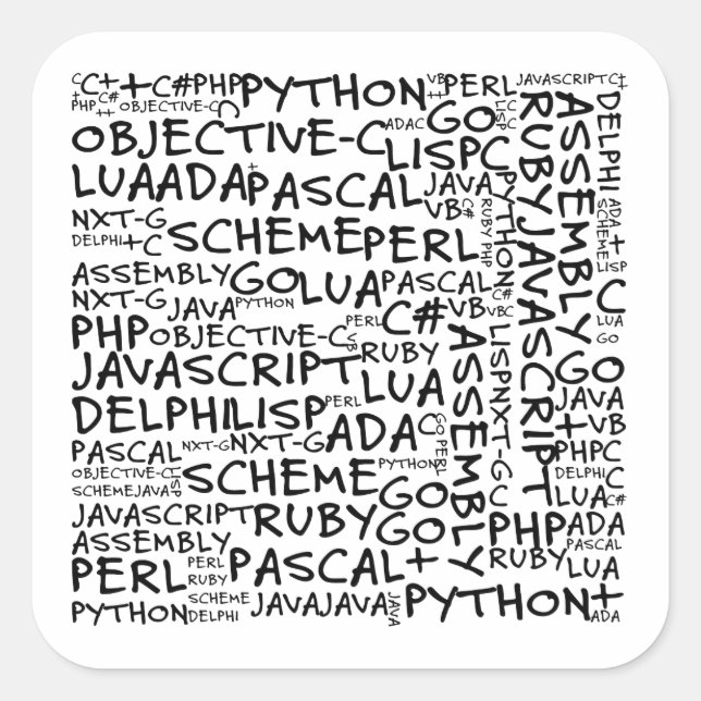 Adesivo Quadrado Programadores têm várias habilidades de programaçã (Frente)