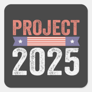 Adesivo Quadrado Projeto 2025 Trump American Patroitic T-Shirt