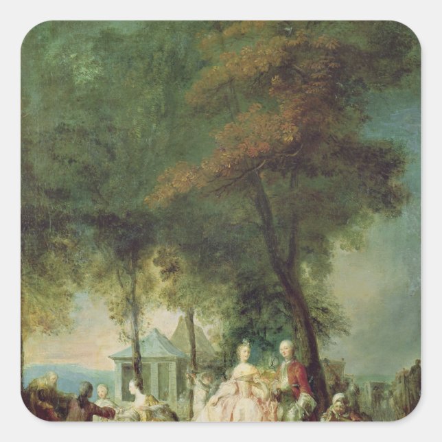 Adesivo Quadrado Promenade em Longchamp, c.1760 (Frente)
