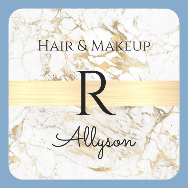 Adesivo Quadrado Promoção de Barramento Marble Branco/Dourado, Nome (Criador carregado)