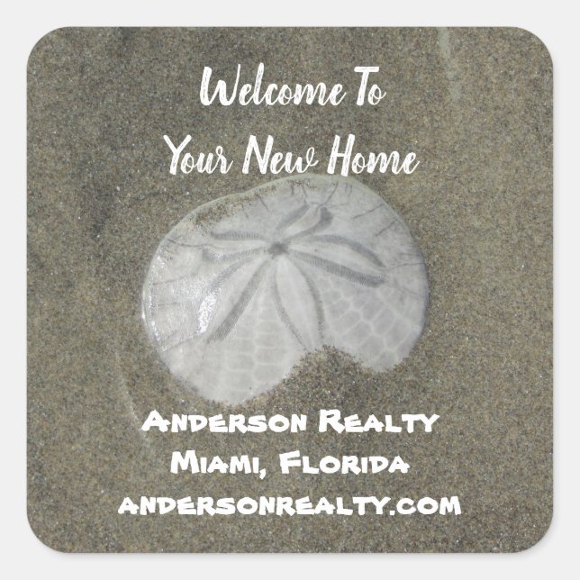 Adesivo Quadrado Promoção de vendas a residências costeiras em dóla (Frente)