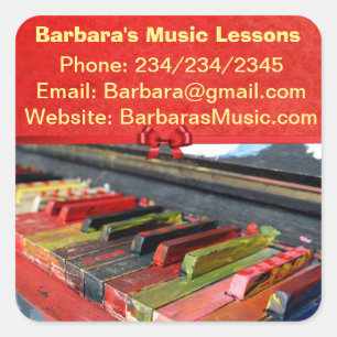 Adesivo Quadrado Promocionais de Lições de Piano