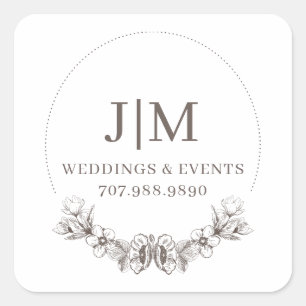 Adesivo Quadrado Promocional do Planejador de Casamento de Evento M