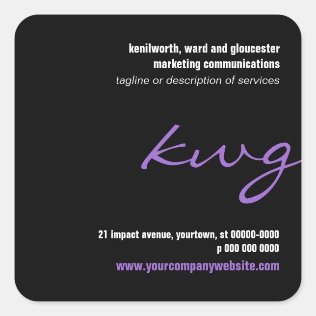 Adesivo Quadrado Promocional Lilac-Monograma Cursivo (Frente)