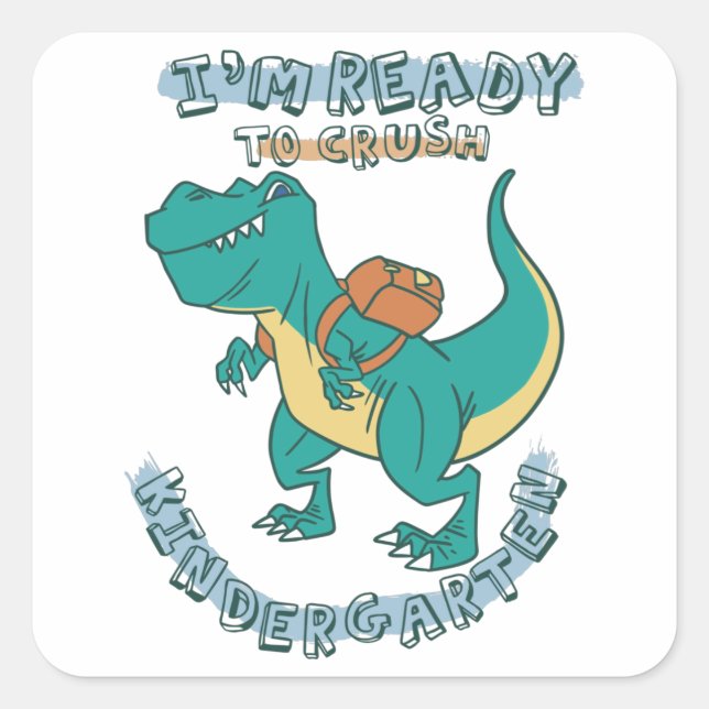 Adesivo Quadrado Pronto para esmagar o jardim de infância (Frente)