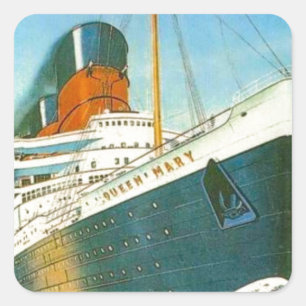 Adesivo Quadrado Propaganda do vintage, RMS Queen Mary