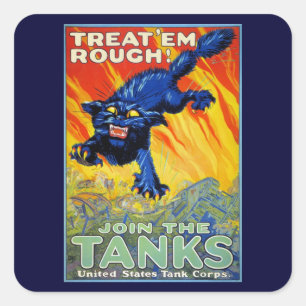 Adesivo Quadrado Propaganda militar da guerra do vintage com um