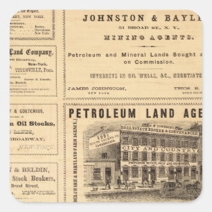 Adesivo Quadrado Propagandas do óleo de New York e de Pensilvânia