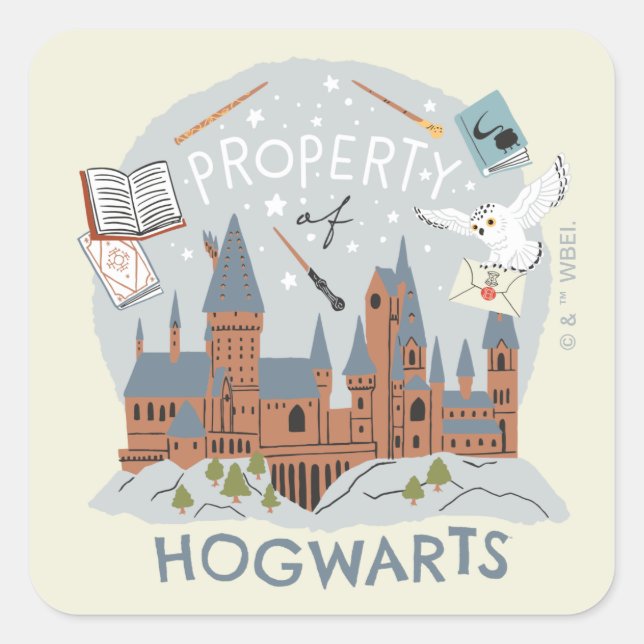 Adesivo Quadrado Property of Hogwarts Cartoon Graphic (Frente)