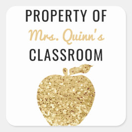 Adesivo Quadrado Propriedade da Apple Dourada da Sala de Aula de Pr