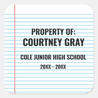 Adesivo Quadrado Propriedade de Bem-vindo de volta à escola