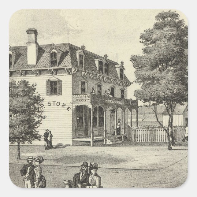 Adesivo Quadrado Propriedade de Wm V Reid, Villa Park, NJ (Frente)