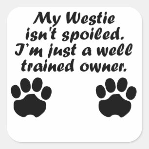 Adesivo Quadrado Proprietário bem treinado de Westie