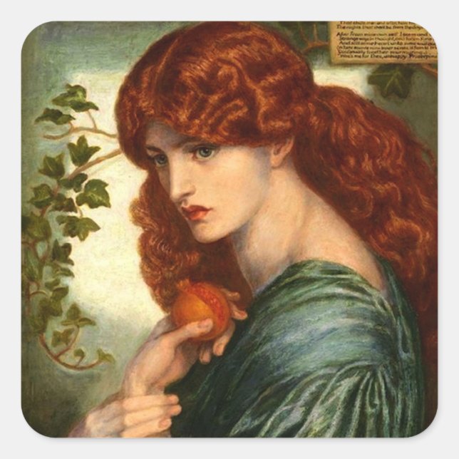 Adesivo Quadrado Proserpina de Rossetti (Frente)