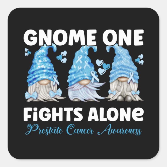 Adesivo Quadrado Prostate Cancer Awareness Light Blue Gnome (Frente)