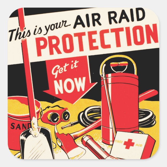 Adesivo Quadrado Proteção contra Raid Aéreo (Frente)