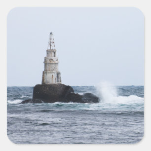 Adesivo Quadrado Proteção do mar com farol