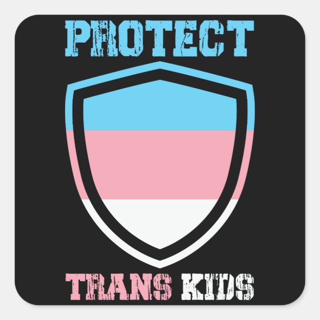 Adesivo Quadrado Proteger Crianças Trans (Frente)