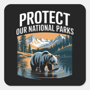 Adesivo Quadrado Proteja nossos parques nacionais