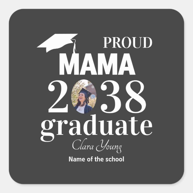 Adesivo Quadrado Proud mama personalized graduation (Frente)
