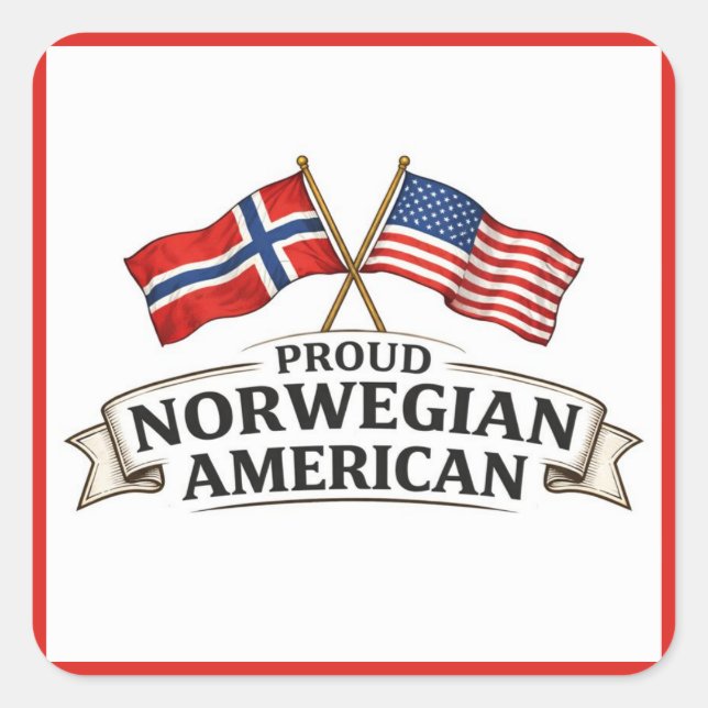 Adesivo Quadrado Proud Norwegian American Stickers (Frente)