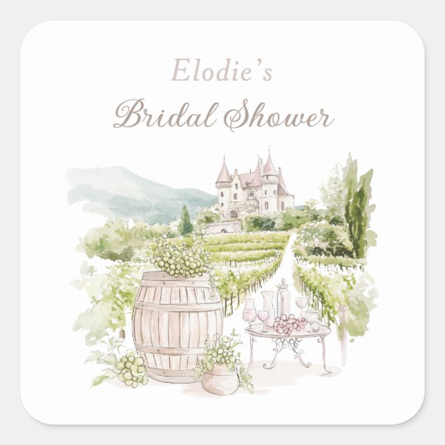 Adesivo Quadrado Provence Elegant Chateau French Country Bridal  (Frente)