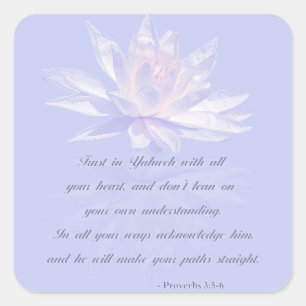 Adesivo Quadrado Provérbios 3:5-6 Bíblia Versa Cotação