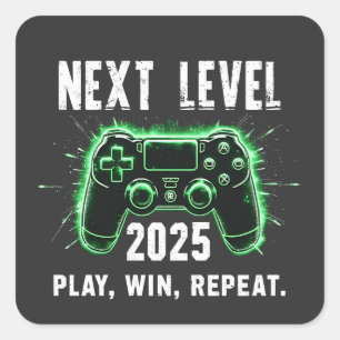 Adesivo Quadrado Próximo nível 2025 Reproduza o jogo engraçado