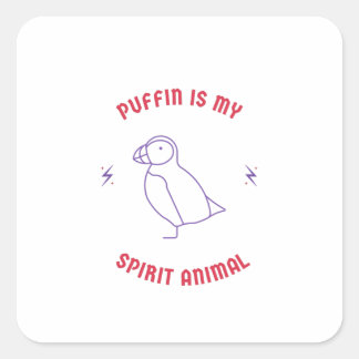Adesivo Quadrado puffin é meu animal espirituoso