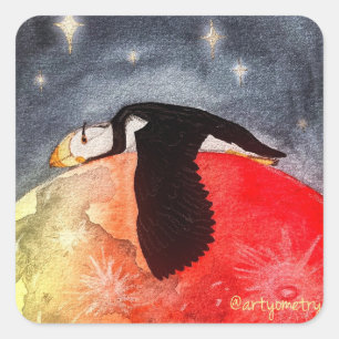 Adesivo Quadrado Puffin Sonolento