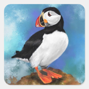 Adesivo Quadrado Puffin Sticker