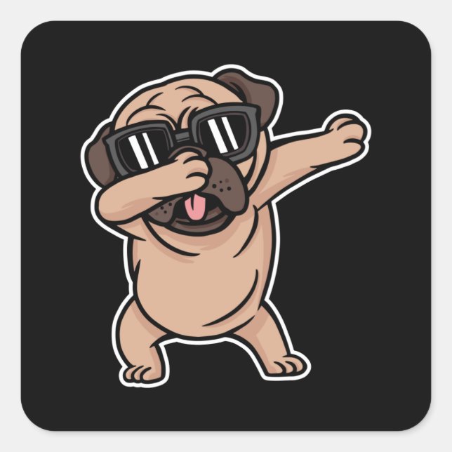Adesivo Quadrado Pug Dabbing (Frente)