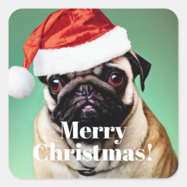 Adesivo Quadrado Pug Dog Christmas