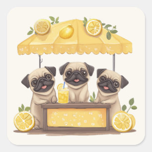 Adesivo Quadrado Pug Dogs Lemonade Stand
