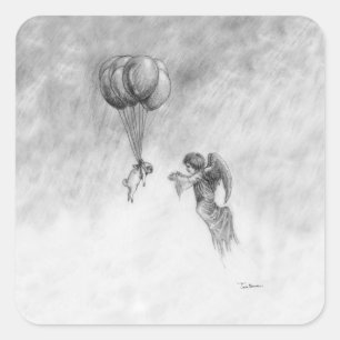 Adesivo Quadrado Pug e anjo