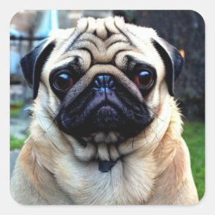 Adesivo Quadrado Pug Gato