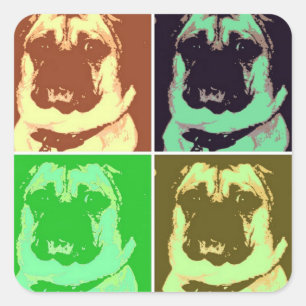 Adesivo Quadrado Pug Pop Art
