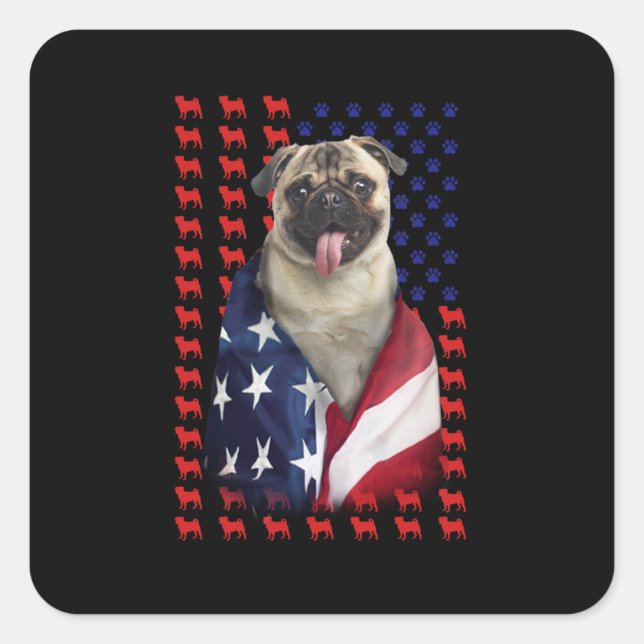 Adesivo Quadrado Puggy USA American Flag (Frente)