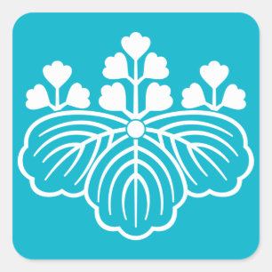 Adesivo Quadrado Pulownia ensurdecida com 5 e 3 florescências