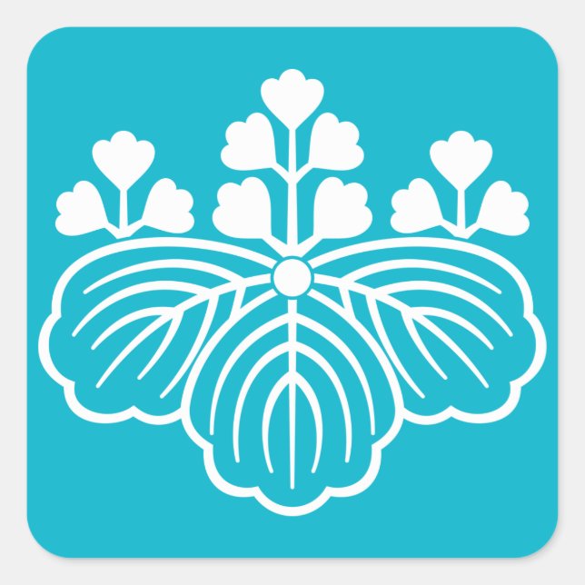 Adesivo Quadrado Pulownia ensurdecida com 5 e 3 florescências (Frente)