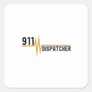 Adesivo Quadrado pulsação da linha de ouro fina do dispatcher 911