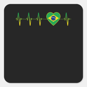 Adesivo Quadrado Pulso Brasileiro Adoro Orgulho Cardíaco Bandeira 