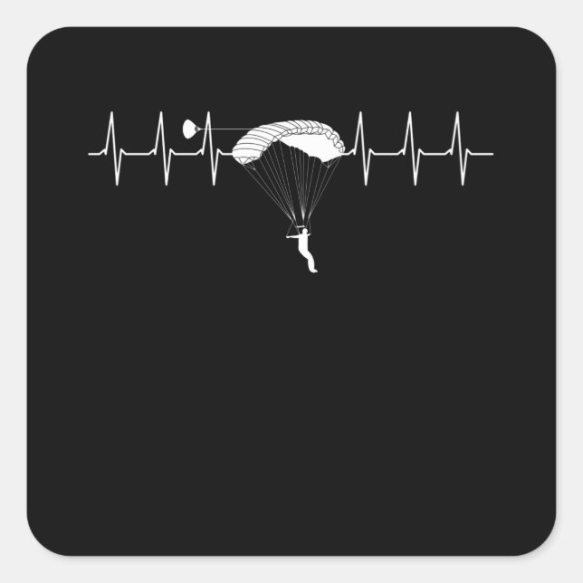 Adesivo Quadrado Pulso Skydiving Parachute Heart beat Skydive (Frente)