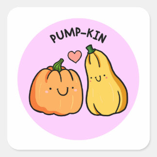 Adesivo Quadrado Pump-kin Squash Friendship Pun Sticker