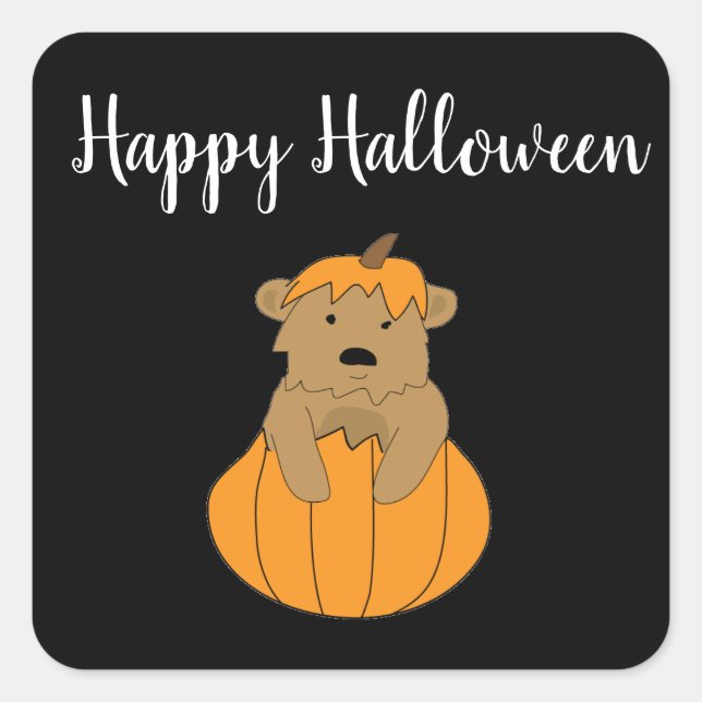 Adesivo Quadrado Pumpkin Bear Stickers (Frente)